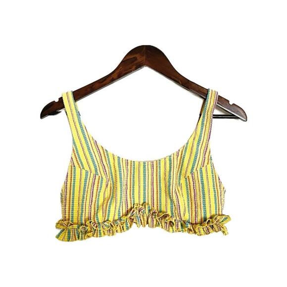 Lisa Marie Fernandez Striped Seersucker Tank Bathing Suit Swim Top Yellow 4 - Picture 2 of 8